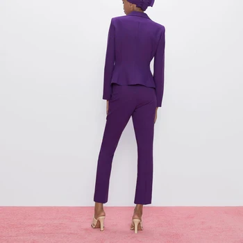 Bucată 2 2020 Nou set pentru femei Pantaloni Lungi cu Mare Wasit Harem Pant Solid Casual OL Vară Lungime de Glezna Violet Pantaloni costume