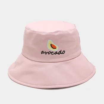 LVYI063 Nou Adult floppy găleată pălărie Mare refuz de pălărie femei casual pliabil bumbac fructe de avocado broderie pescar pălărie Gorros