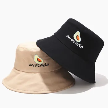 LVYI063 Nou Adult floppy găleată pălărie Mare refuz de pălărie femei casual pliabil bumbac fructe de avocado broderie pescar pălărie Gorros