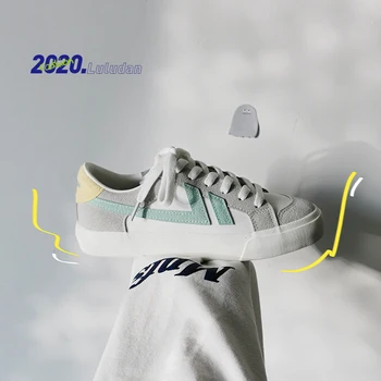 2020 primăvară clasic Alb Panza Pantofi Femeie Ulzzang Skate pentru femei vulcaniza coreean student Pantofi de agrement