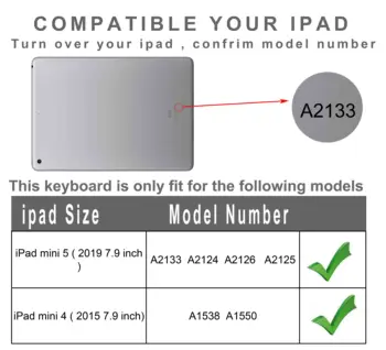 Pentru noul iPad Mini 5 2019 și iPad Mini 4 caz tastatură cu iluminare din spate , Lenrich Slim 360 de Grade Rotativ fără fir bluetooth caz