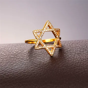 Collare Magen David Star Inel De Cristal Cubic Zirconia De Aur/Argint De Culoare Femei Inel De Nunta Cu Cutie Israel Evreiesc Bijuterii R211