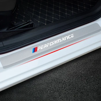 4buc de Styling Auto Door Sill Prag Fibra de Carbon Autocolant Pentru BMW e90 e46 e60 f20 f30 X1 X2 X3 M3 M5 M Performance Emblema Decal