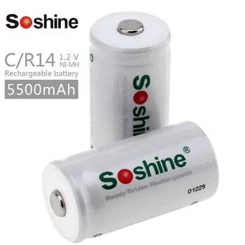 2 buc/lot Soshine 5500mAh 1.2 V C/R14 C LR14 Dimensiune NiMH Baterii Reîncărcabile Ni-MH cu mai Mare Capacitățile Actuale