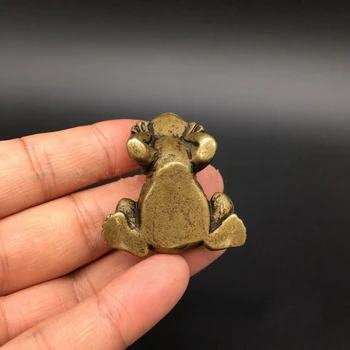 Colectie Chineză Alama Gravat Frog Prince Animal Minunat Broasca Rafinat Pandantiv Mic Statuie