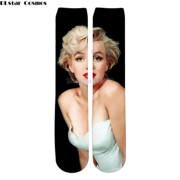 PLstar Cosmos Picătură de transport maritim 2018 Noua Moda 3d ciorapi Sexy Marilyn Monroe Printuri Bărbați Femei Casual Drept șosete ZW129