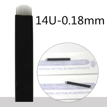 500 Buc 0.18 mm Flex Nano Laminas Microblading Tebori Agulha 12/14/18 forma de U, Forma de Ac de Tatuaj Sprancene Microblading Lame Negru
