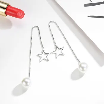Argint 925 NEW sosire little star perla doamnelor lung cercei stud pentru femei bijuterii picătură de transport maritim ieftin