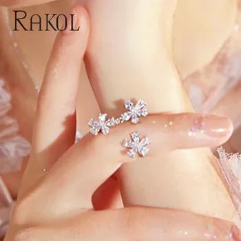 RAKOL Fluture Romantic Inel de Nunta Femei de Lux Alb de Înaltă Calitate Placat cu Inele de Flori de Moda Iubitorii de Bijuterii Cadou RKRP2239