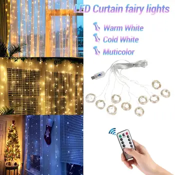 1/2/3m LED Lumini de Basm Ghirlandă Perdea Lampa de Control de la Distanță USB Lumini Șir de Anul Nou Crăciun Decor Dormitor Vacanta de Iluminat