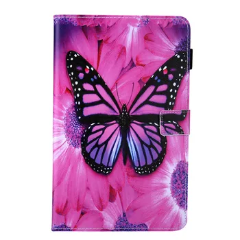 Pentru Samsung Galaxy Tab 10.1 (2019) SM-T510 T515 Tableta Caz Flip Cover Stand Portofel Cu slot pentru Card Design floare fluture