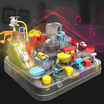 Jucărie de învățământ Transparent Joc de Aventura de Curse Feroviare Model de Masina Racing Kid Piesa Auto Joc de Creier Mecanic Jucarii pentru Copii