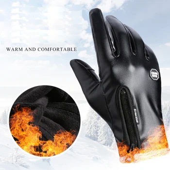 De Iarnă Pentru Bărbați Mănuși Din Piele De Moda Pentru Femei Negru Ecran Tactil Rezistent La Apa Catifea Caldă Doamnelor Windproof Non-Alunecare Completă Deget Mănuși
