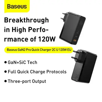 Baseus 120W GaN SiC Încărcare Rapidă QC4.0 QC3.0 Tip C PD Încărcare Rapidă USB-C Incarcator Pentru Macbook Pro, iPad, iPhone, Samsung, Xiaomi