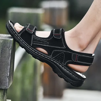 2020 de Vară de Înaltă Calitate din Piele Sandale Bărbați Respirabil in aer liber pe Plaja Barbati Romane, Sandale Casual pantofi pentru Bărbați Dimensiunea 38-47