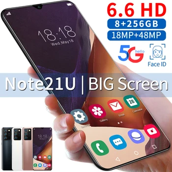 6.6 Inch Smartphone Galxy Note21U 8GB 256GB Android 10.0 5000mAh 18+48 MP aparat de Fotografiat din Spate MTK6889 Deca Core 4G 5G Telefon Mobil Telefon