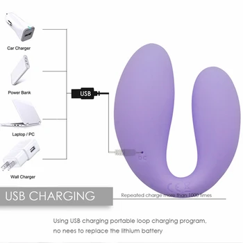 U Shape Wireless Vibrator Vibrator G-Spot Dublu Vibratoare jucarii Sexuale Pentru Femei USB Reîncărcabilă Impermeabil Adult Produs Pentru Cupluri
