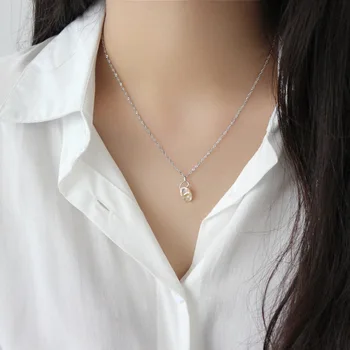 LouLeur argint 925 stil Baroc, colier de perle de unda de apă lanț neregulate elegant pandantiv colier pentru femei bijuterii cadou