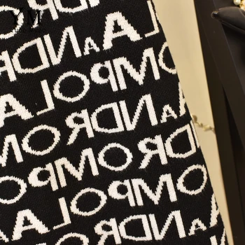 YuooMuoo Doamnelor Fusta Office 2019 Nou Design De Brand Scrisoare Tricotate Fusta Midi Mare Elastic Talie Șold Până Split Femei Elegante Fusta