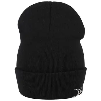 Negru Hip Hop Cerc De Fier-Tricot Pălărie Beanie Chelioși Croșetat Solid Cald Gros În Aer Liber De Iarnă Pompom Capota Largi Unisex Pălării De Lână