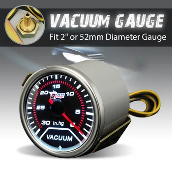 2 Inch 52MM Universal ABS Auto LED Roșu Vacuum Gauge Masina 30 - 0.HG Metru