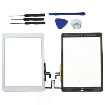 Tableta Touch Digitizer sticla Ecran+Butonul Home Flex+Adeziv pentru i Pad Air.A1474,A1475,A1476 Alb/negru, 9.7 Inch livrare gratuita