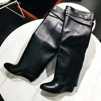 Iarna Nou Stil de Design vestimentar Clasic Femei din piele Peste Genunchi Cizme pentru femei Cizme pentru Femei Pantofi Pantofi de Înaltă Calitate