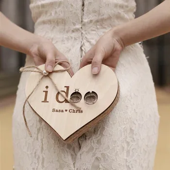 Personalizate, foto elemente de recuzită de logodnă, Aniversare lemn inele purtător cutie personalizate de nunta inel de perna