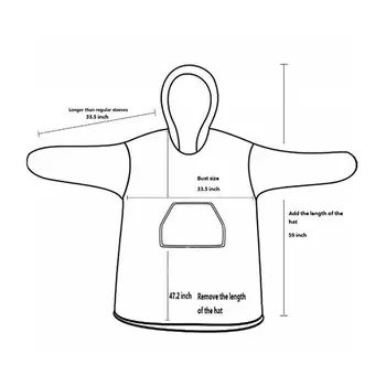 Pătură Cu Mâneci Femeile Supradimensionate Hanorac Fleece Cald Gros Hanorace Jachete Lungi Pătură Femei/Barbati Hoody Pulover Haina
