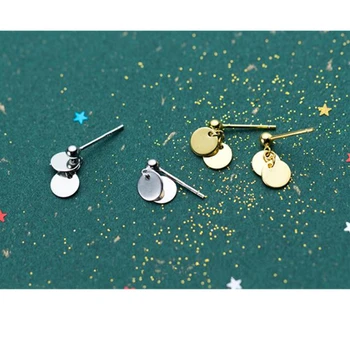 2019 Mini Mici, Rotunde Monedă Piese Legăna Cercei Pentru Femei Geometrice Picătură De Ureche Minimalism 925 De Bijuterii De Argint En-Gros