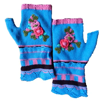 Noi de Toamna pentru Femei Tricotate Cald Broderie Mănuși de Mână Făcut Cârlig Jacquard Lână de Culoare Mănuși de Iarnă