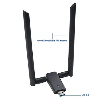 1200Mbps Rază Lungă Dual Band Wireless de 5 ghz USB 3.0 Adaptor de Rețea WiFi Antene pentru Biroul de Acasă Desktop PC Laptop