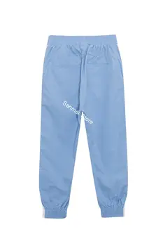 Femeile Side Stripe Pantaloni Talie Elastic Albastru Casual Sport Harlan Vițel-lungime Fermoar Pantaloni de Vară 2020