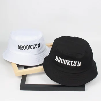 2019 Nouă Bărbați Femei Brooklyn Găleată Pălărie De Bumbac Imprimare Hip Hop Pescar Panama Pălărie De Soare În Aer Liber, Casual, De Stradă Vizorul Găleată Cu Capac