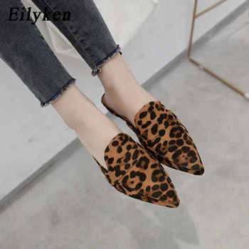 Eilyken 2021 Noi Femei Pantofi Toc Pătrat de Vară, Papuci de casă Sexy Leopard Print Papuci Doamnelor de recreere în aer Liber Catâri Papuci