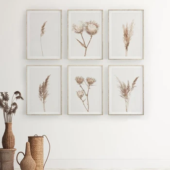 Stilul Boem Flori, Iarbă, Natură, Plante Panza Poster Minimalist Botanică Pictura Arta De Perete Imagine De Imprimare Moderne De Decor Acasă