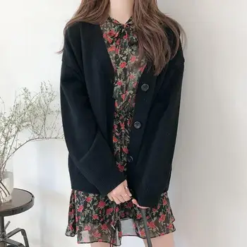 Moda Tricotate Cardigan Pentru Femei Haina Solid 2020 Moda De Primăvară V Gâtului Maneca Lunga Stil Coreean Pulover Haina Topuri Doamnelor