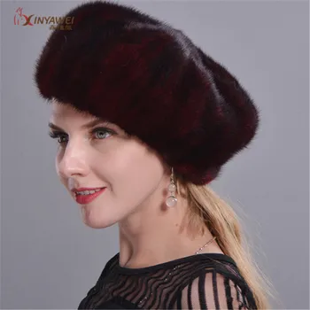 2019 Hot de Moda Autentic de Iarnă Nurca Blană Pălărie rusă Femei Blană de Nurcă Pălărie Frizură Păr pentru Femei Farmec Bereta.