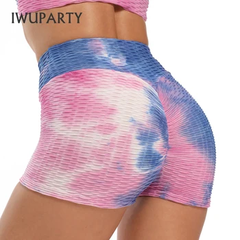 IWUPARTY Moda Tie Dye Yoga Pantaloni Femei Spandex Jacquard pantaloni Scurți sală de Gimnastică Antrenament Strans pantaloni Scurți Atletice de Alergare Sport Fitness Scurt