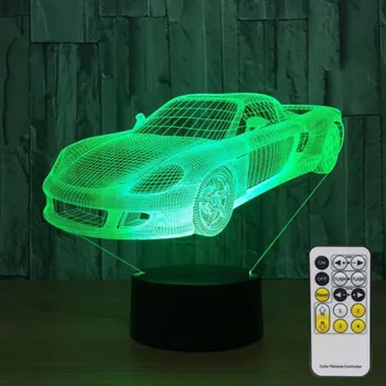 Masina Lampă de Birou 3D Lumini de Noapte pentru Copii cu Telecomanda sau Senzor Tactil cu LED-uri Touch De 7 Culori Schimbare Jucărie Picătură de Transport maritim
