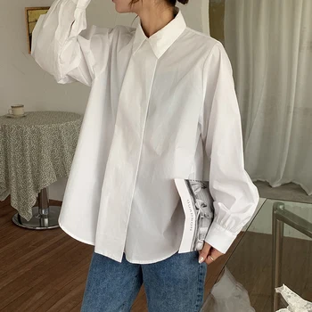HziriP OL Vintage Elegant Solid Retro Rever Bază Tricou Femei 2020 Muncă Formală Purta Bluze Plus Dimensiune Topuri cu Maneci Lungi Blusas