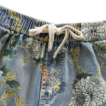 Femei Blugi Denim Pantaloni Codrin Retro Vintage Moda Casual pentru Vara Mare Libertate Broderii Florale Talie Elastic A10221328