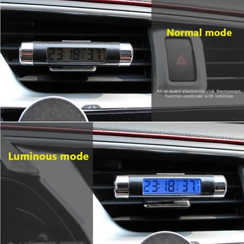 LCD Digital Ceas cu Afișaj de Temperatură, Lumină Albastră Viziune de Noapte de Ventilație de Evacuare Clip Cu Clip Accesorii Auto Interioare Auto