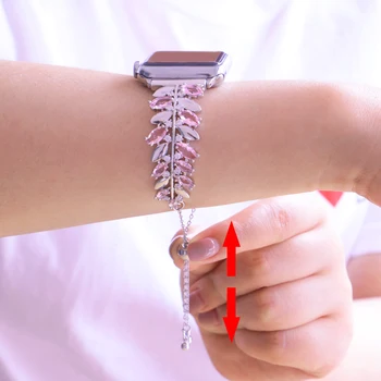 Reglabil Cristal Frunze Wathband Pentru Iwatch Stras Apple Watch Curea pentru Femei Brățară Brățară de Ceas Accesorii Cadou