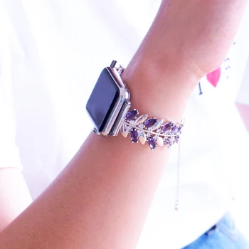Reglabil Cristal Frunze Wathband Pentru Iwatch Stras Apple Watch Curea pentru Femei Brățară Brățară de Ceas Accesorii Cadou
