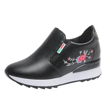 Femei Pantofi Casual de Toamnă de Primăvară de Alunecare pe Mocasini Flori de Culori Amestecate Impermeabil Creșterea Internă Înălțime Adidași Alb 35-39