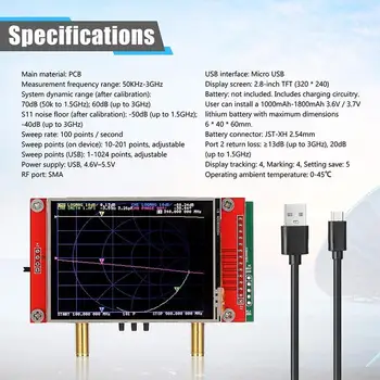 3G Analizor Vectorial de Retea 2.8 Inch Atingerea Ecranului de Afișare S-O-O-2 NanoVNA V2 Analizor de Antena de unde Scurte HF VHF UHF 50KHz~3GHz