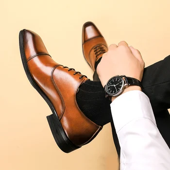 Barbati din piele pantofi de afaceri costum rochie pantofi barbati de brand Bullock piele naturala negru dantele de nunta mens pantofi Phenkang 2020