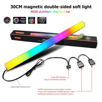 30cm 5V/3Pin Mici 4Pin Lumina Benzi de Aluminiu Magnetic cu LED-uri RGB de Culoare Atmosferă Lampa pentru PC Caz Șasiu