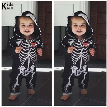 RP-202 Halloween Copii Noi Copii Fată Băiat de Copii Salopeta Cu Gluga Craniu Schelet Glisante Salopeta Costum Costume pentru Bebes